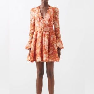 ZIMMERMANN Kaleidoscope Beaded Floral-print Linen Dress